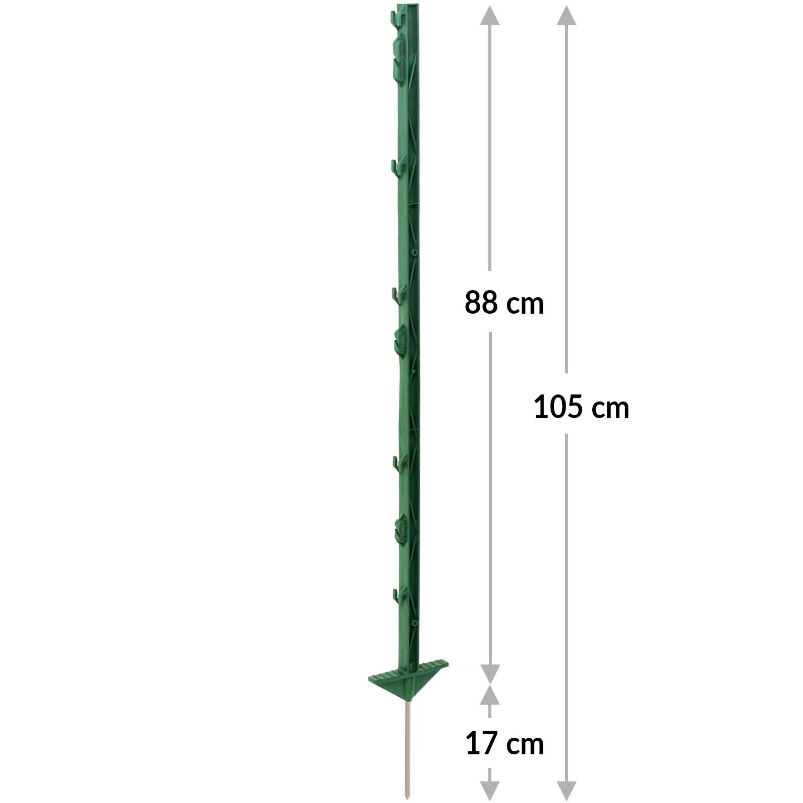 Agrarzone Kunststoffpfahl 105 cm, Doppeltritt, grün (20er Pack)