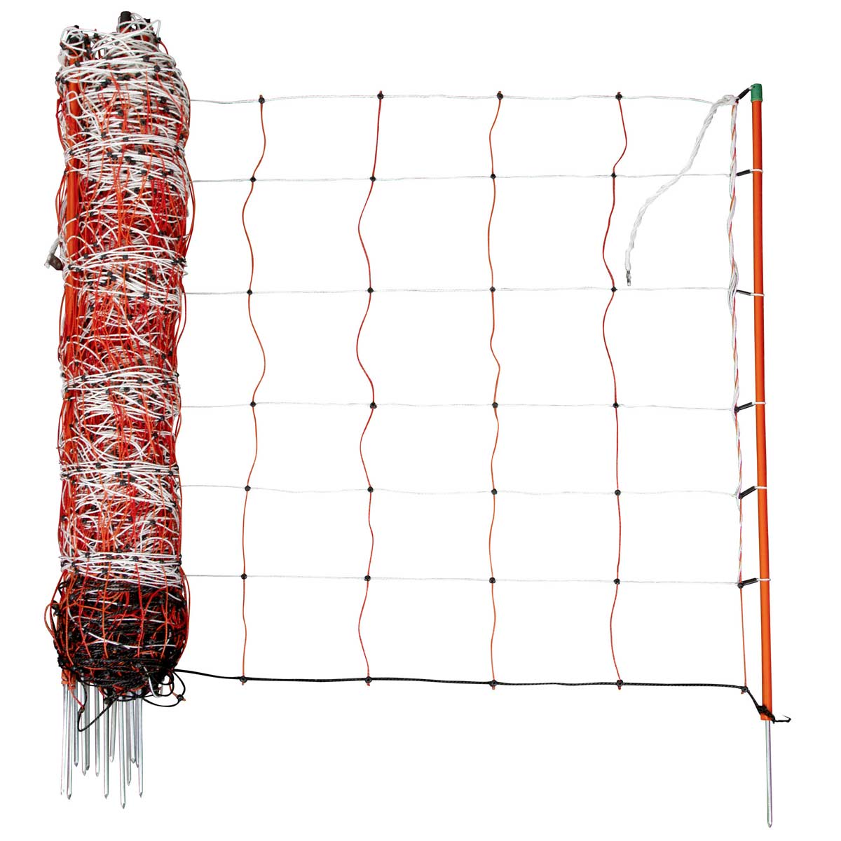 Kerbl Schafnetz mit Strom, Doppelspitze, orange-weiss, 50 m x 90 cm