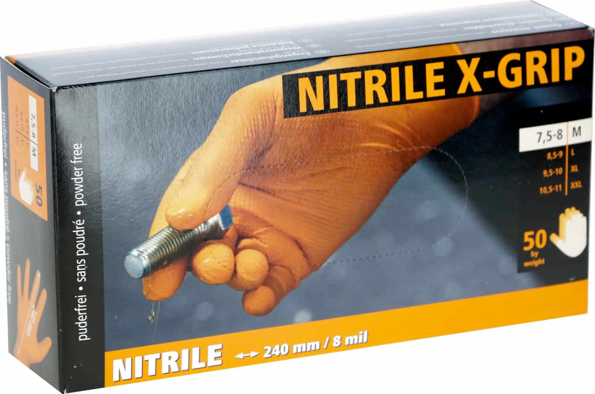Nitril Einmalhandschuh X-Grip 240 mm, 50 St, Gr. XL, orange