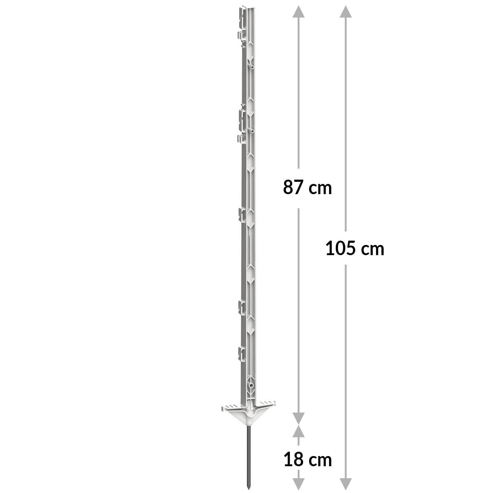 Kunststoffpfahl Expert 105 cm, Doppeltritt, weiß (5er Pack)