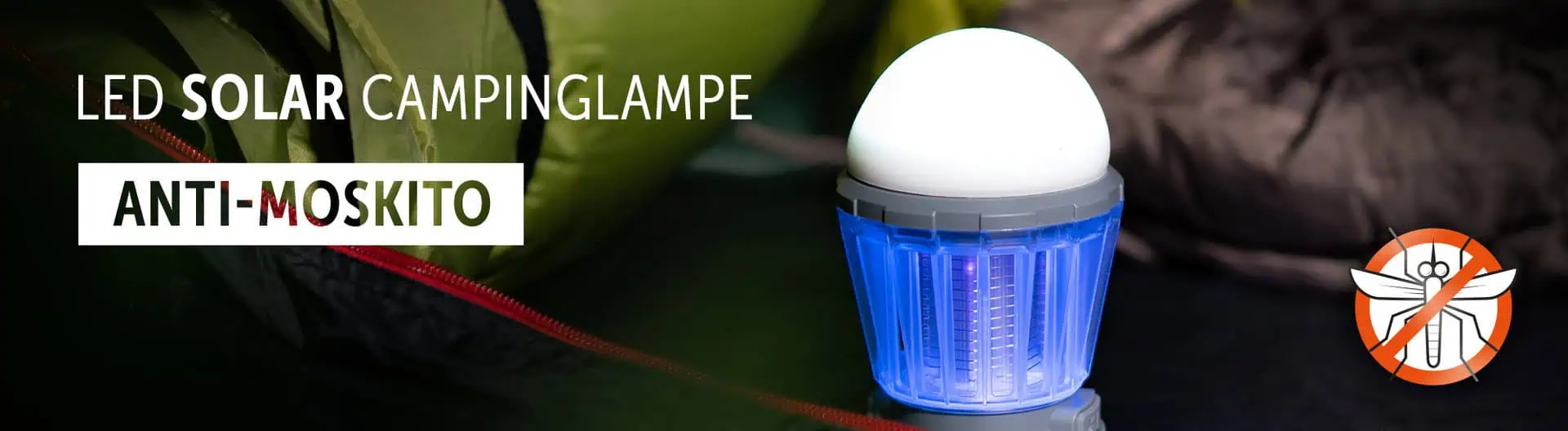 LED Solar Campinglampe Anti-Moskito hellgrau