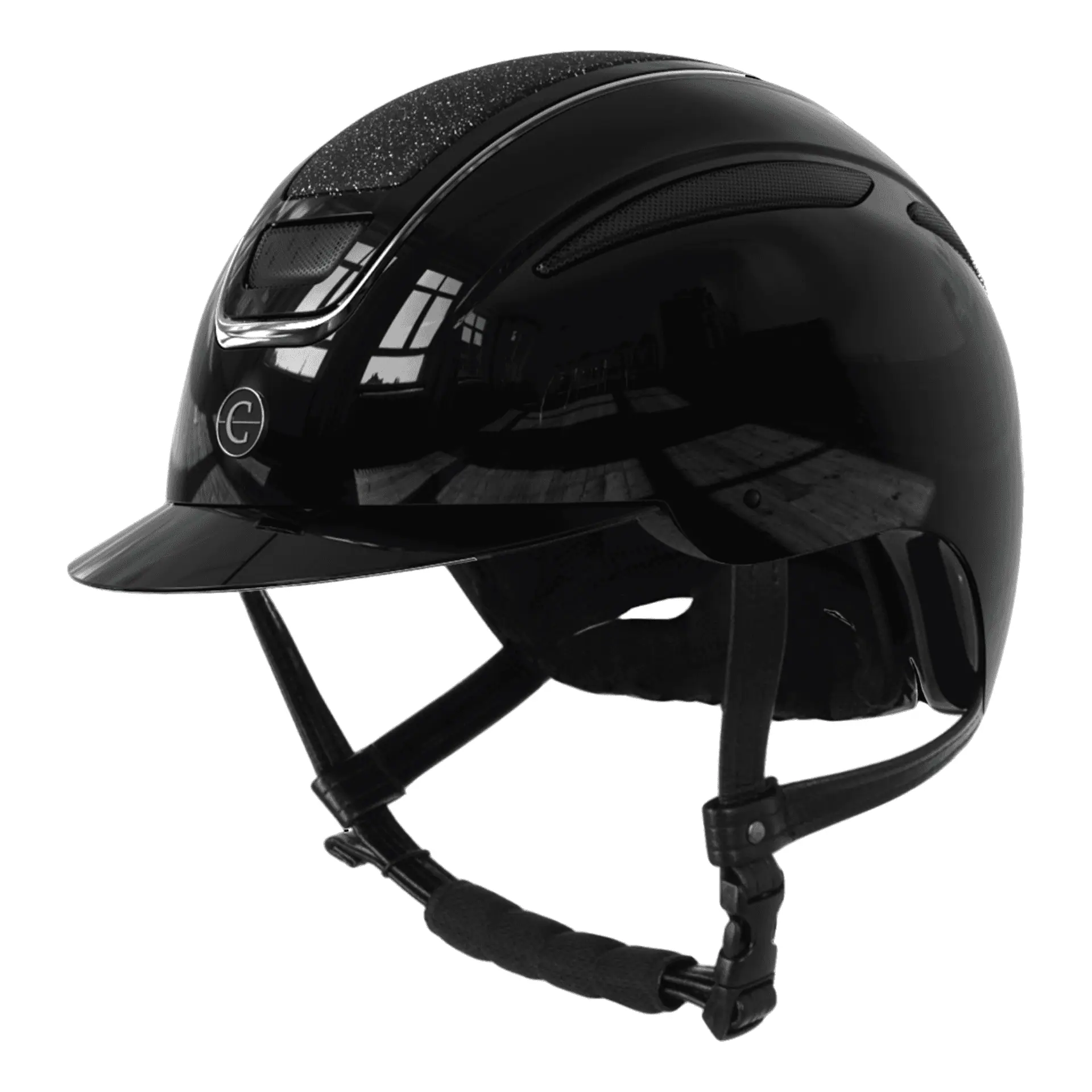 Covalliero Reithelm Elite, lackschwarz, L