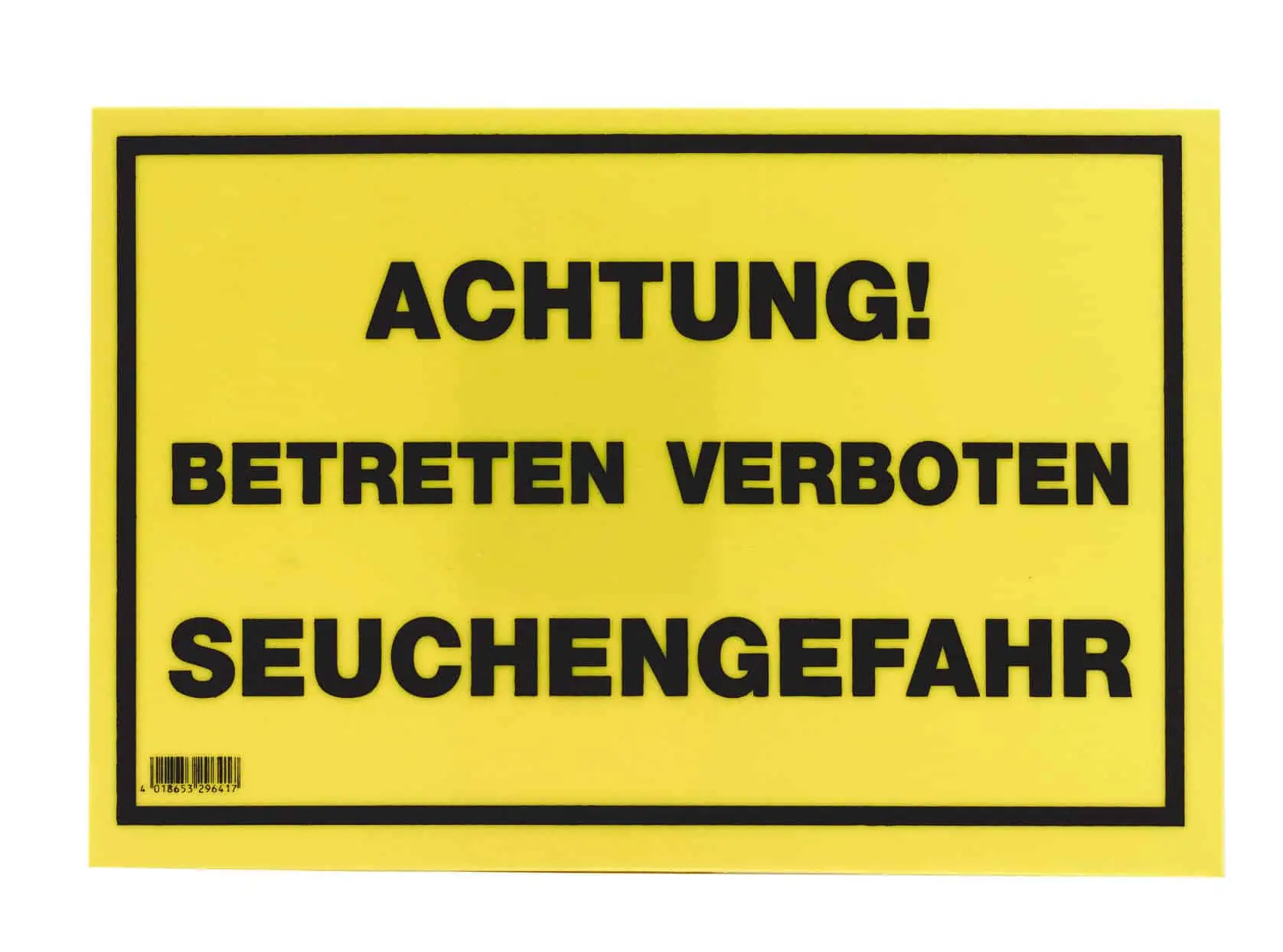 Warnschild 20x30 cm, Achtung - Betreten verboten - Seuchengefahr
