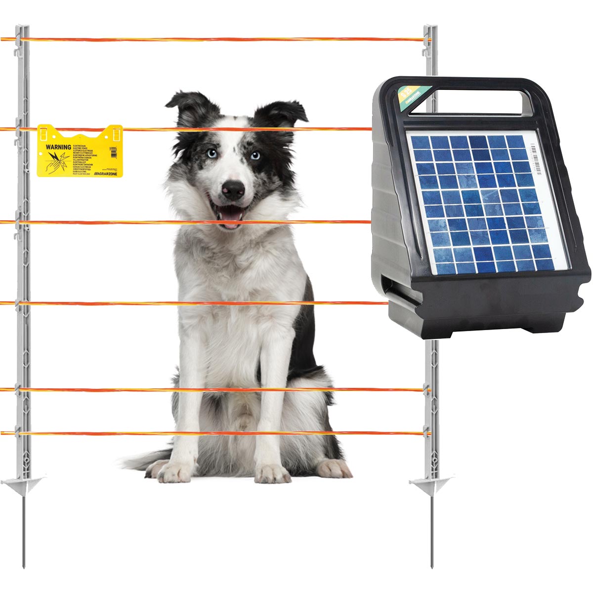 Hundezaun Komplett Set 12V Solar, Litze 500 m
