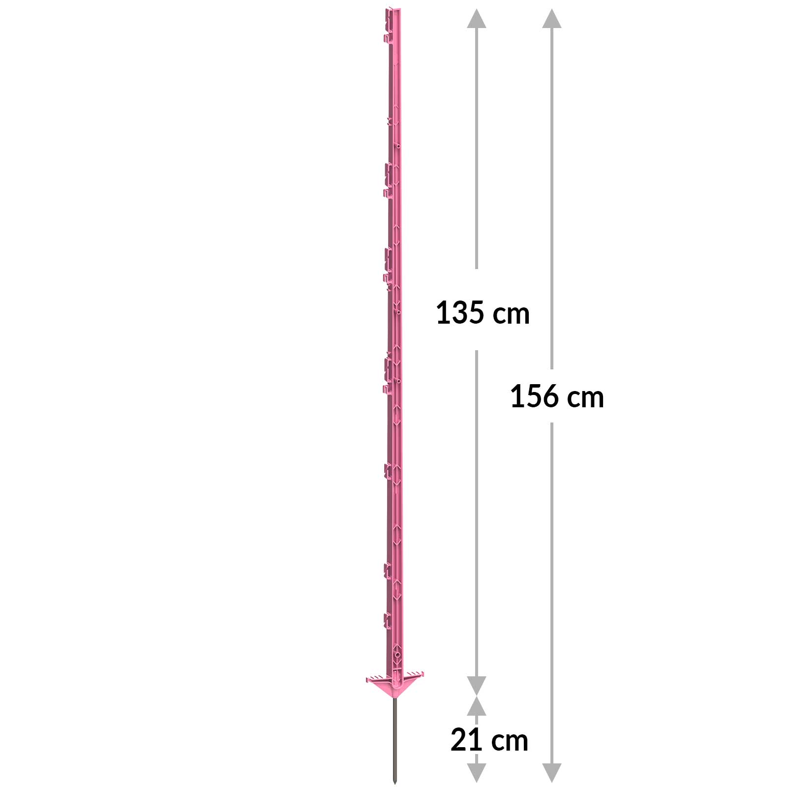 Kunststoffpfahl Expert 156 cm, Doppeltritt, pink (5er Pack)