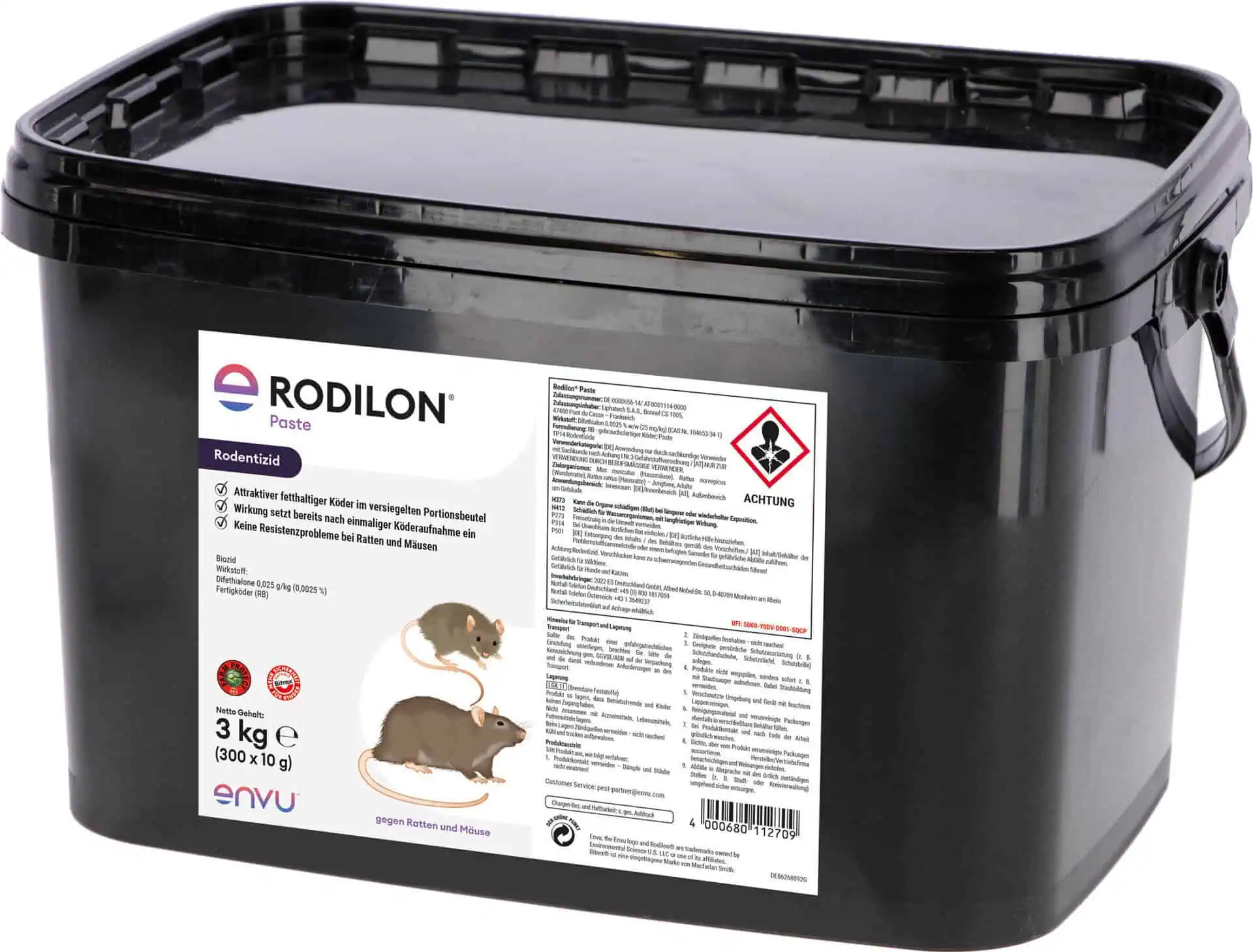 Rodilon Paste Mäuseköder Rattenköder 300 x 10 g