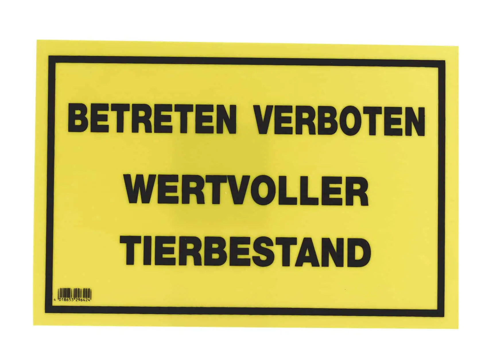 Warnschild - Betreten verboten, Wertvoller Tierbestand 20x30 cm