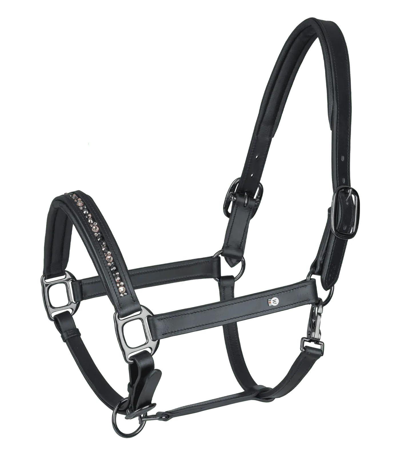 Waldhausen Lederhalfter Crystal, schwarz/grau, FULL