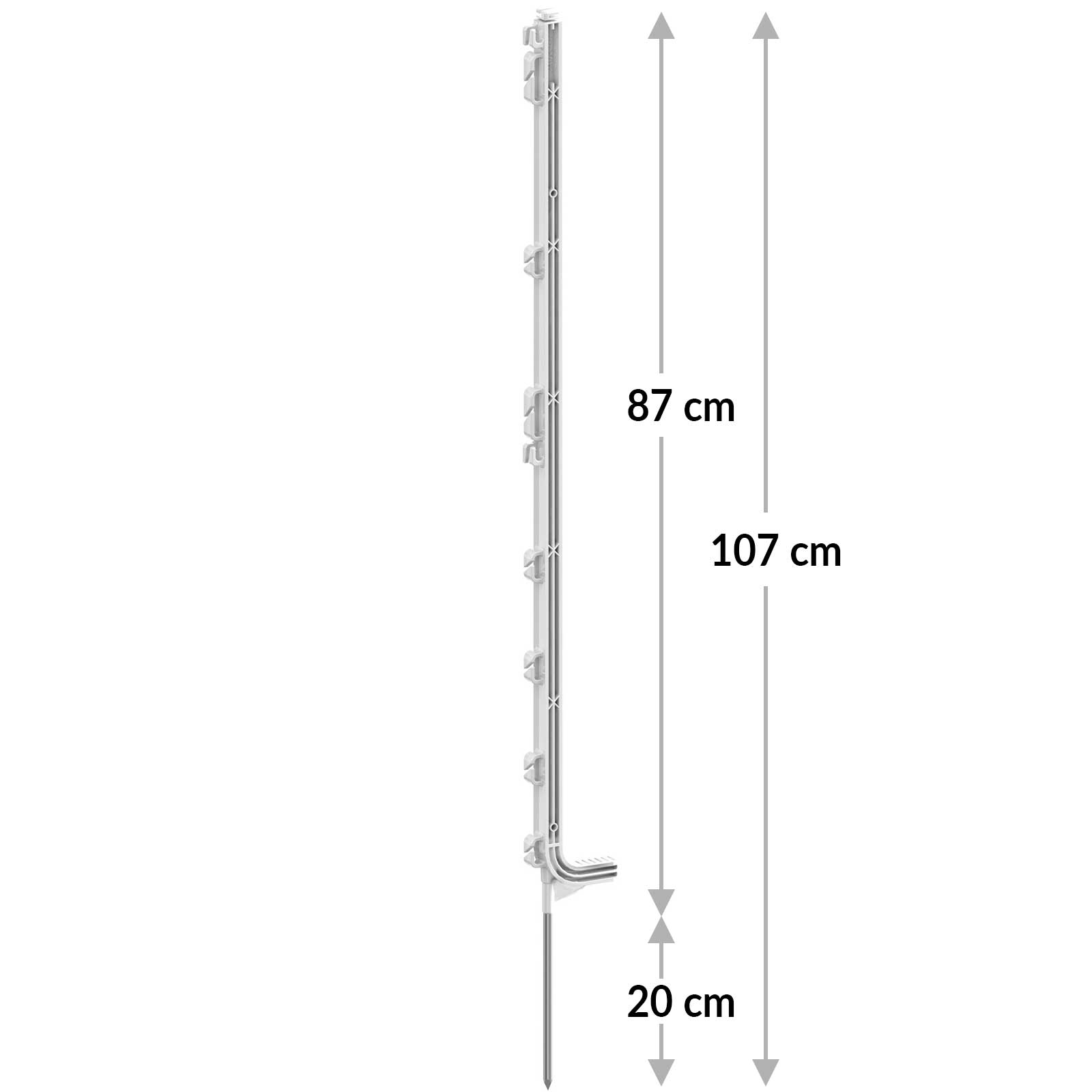 Kunststoffpfahl Premium 107 cm, Einzeltritt, weiß (5er Pack)