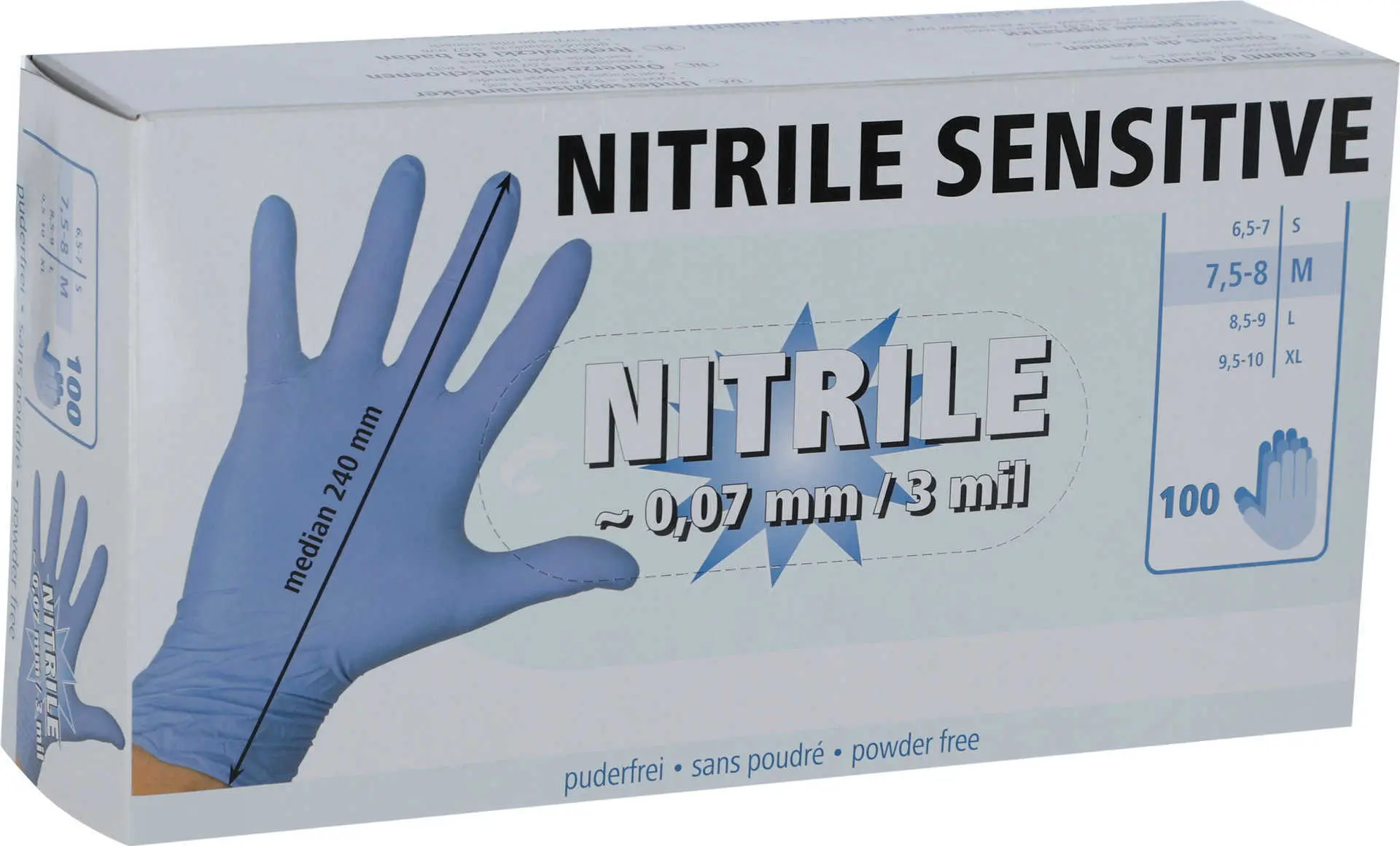 Nitril Sensitive Einmalhandschuhe blau ungepudert XL (100 Stück)