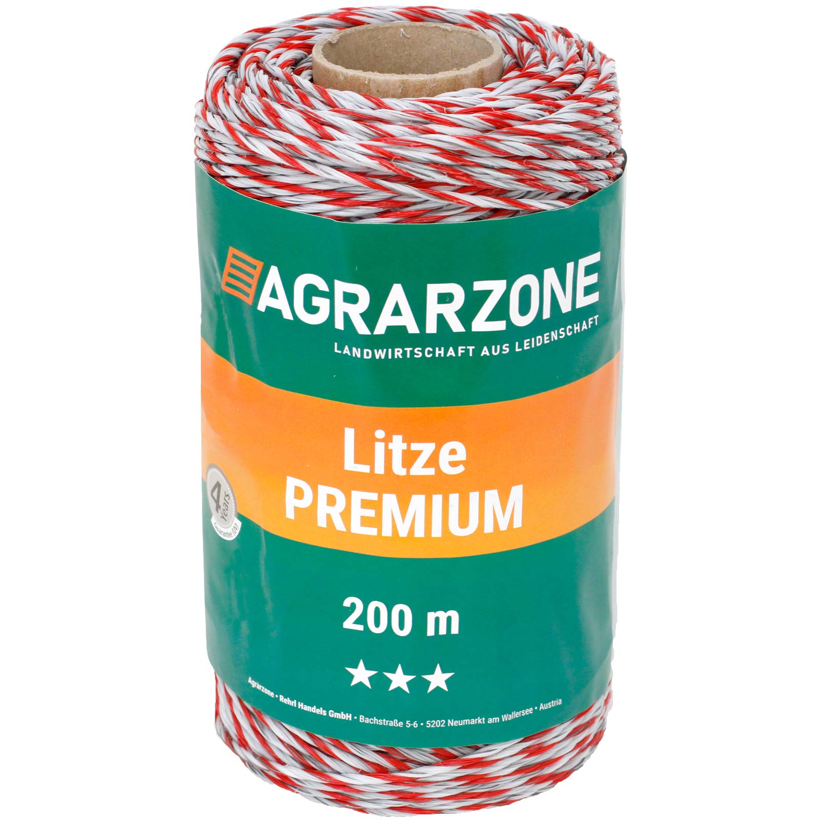 Agrarzone Weidezaunlitze Premium 6x0.30 TriCOND, weiß-rot 200 m