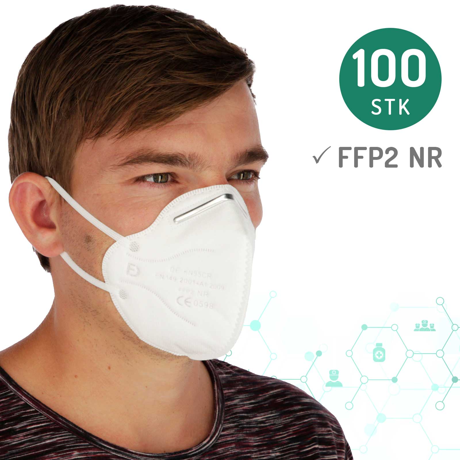 100x Maske FFP2 NR ohne Ventil