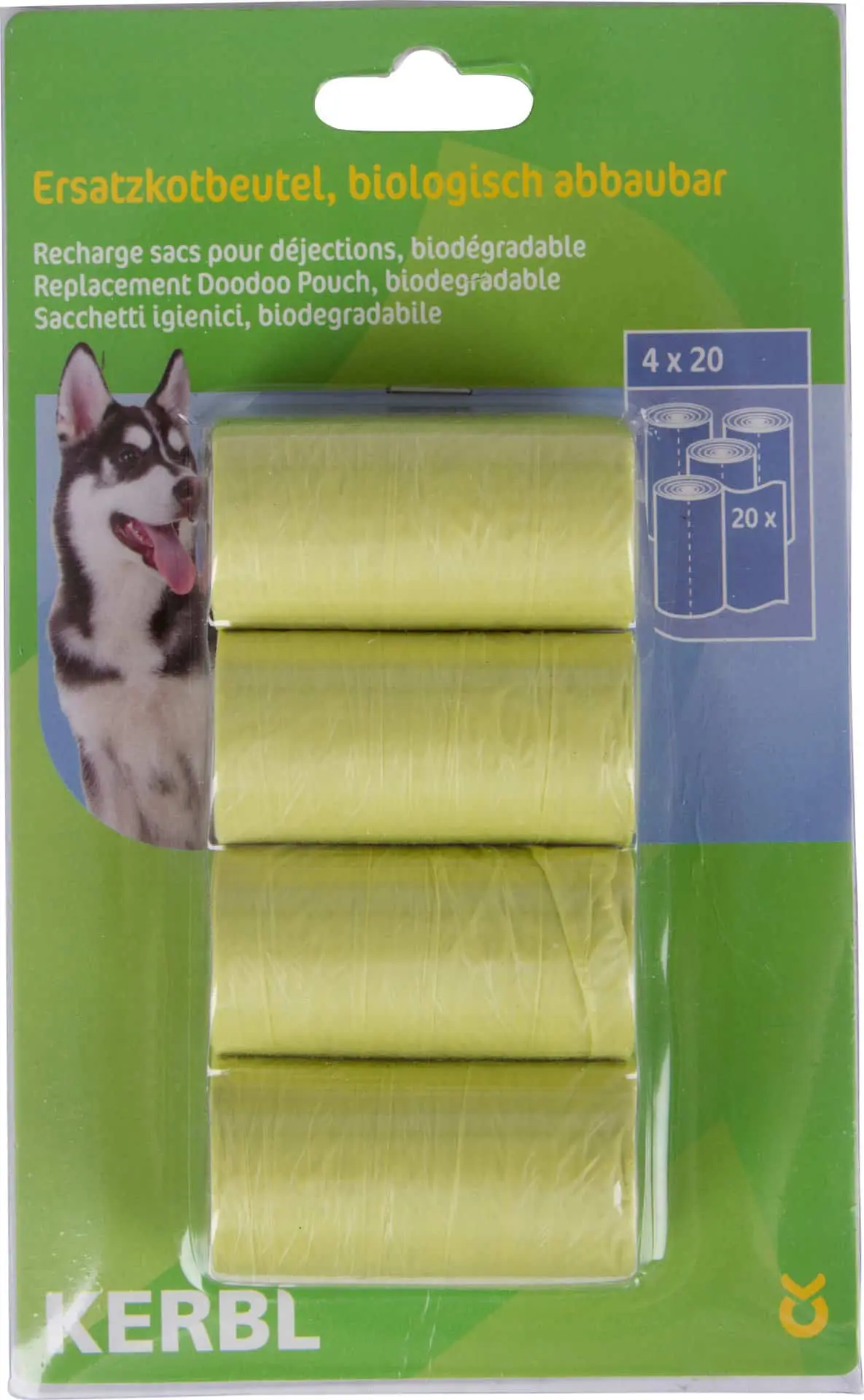 Hundekotbeutel grün, 4x 20 Stk biologisch abbaubar